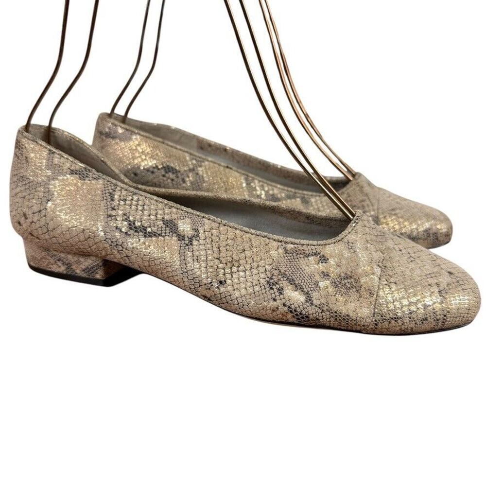 Vaneli Van Eli Nappa Metallic Leather Snake Print Slip On Loafers Shoes sz 10 W